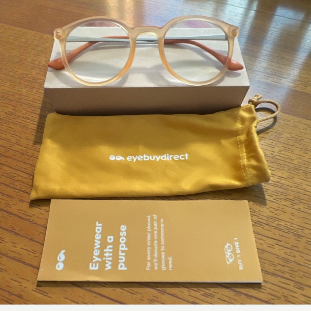 EyeBuyDirect GRIN‎ Eyeglasses Clear Peach Frame 49-23-145 C1 New